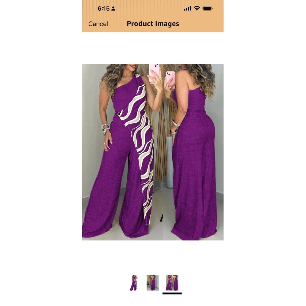Womens XL One Shoulder Jumpsuit Pantsuit Romper Wide-leg Pants Purple Chic Me